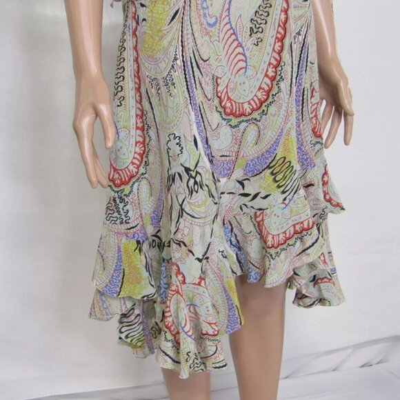 NEW ETRO Women's One Shoulder Silk Dress Multicolor Size 12 - Picture 7 of 16